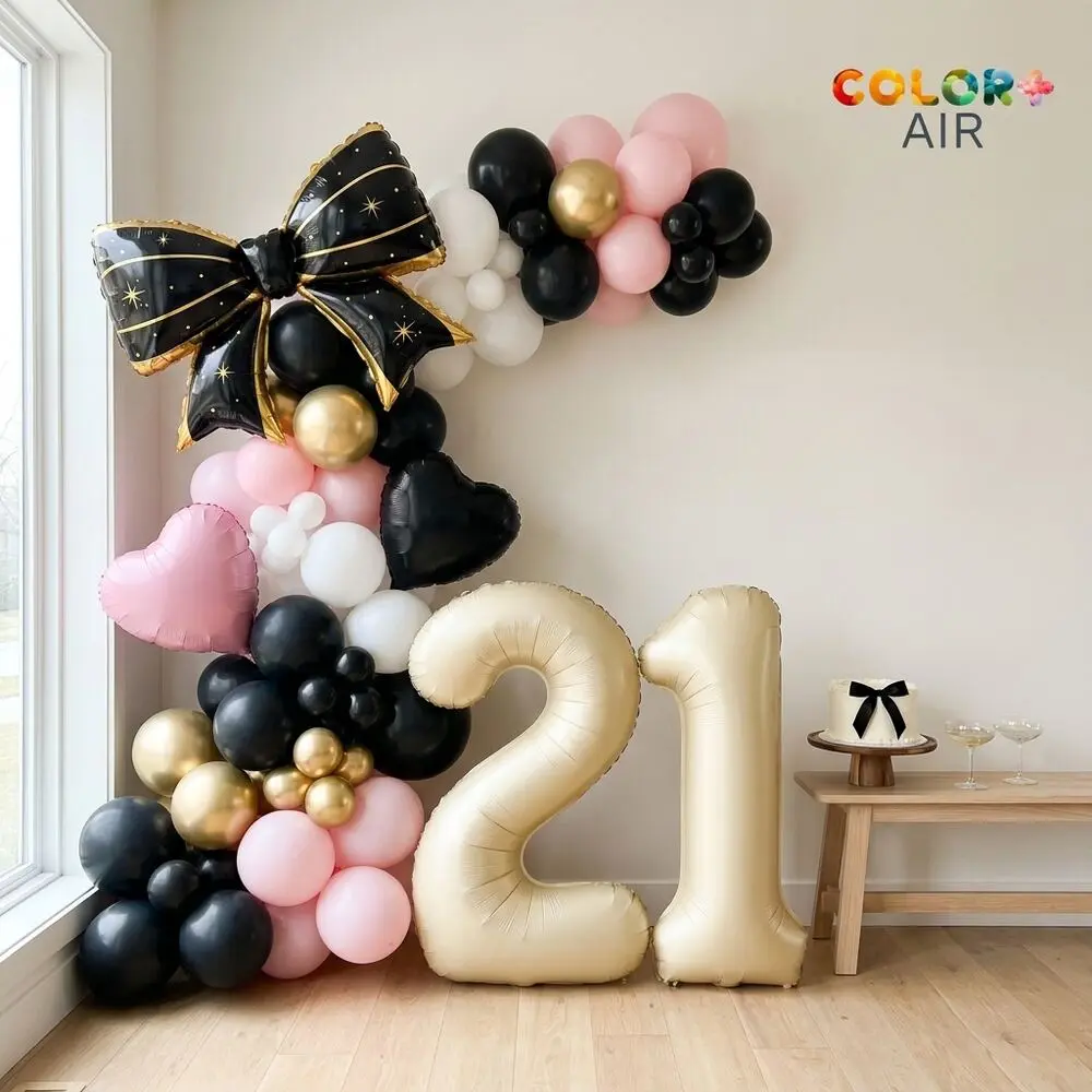 Black Bow: finished balloon set