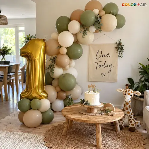 Boho Neutral First Birthday Balloon Set