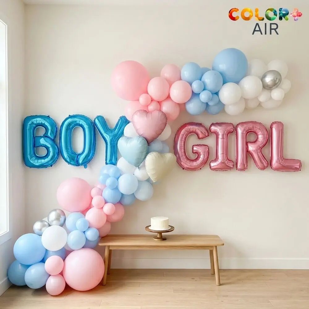Gender Reveal: finished balloon set