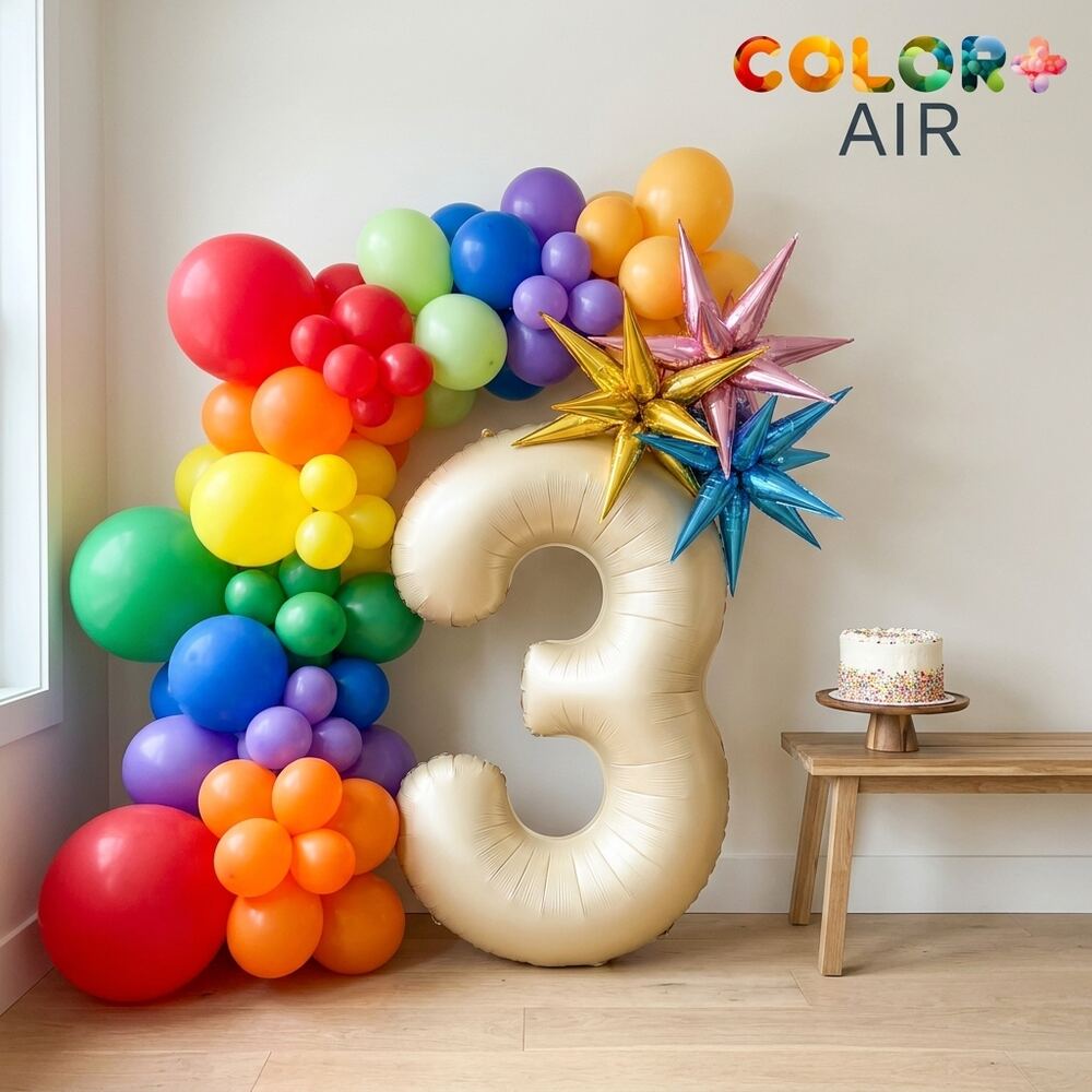 Rainbow Birthday Balloon Set